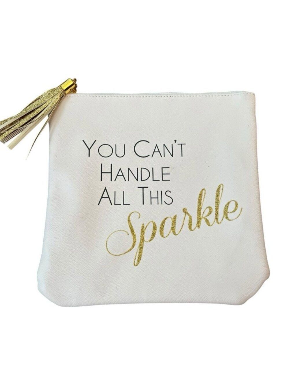 You Can't Handle All This Sparkle Cosmetic Bag Makeup Purse Glitter Kiss Lips
